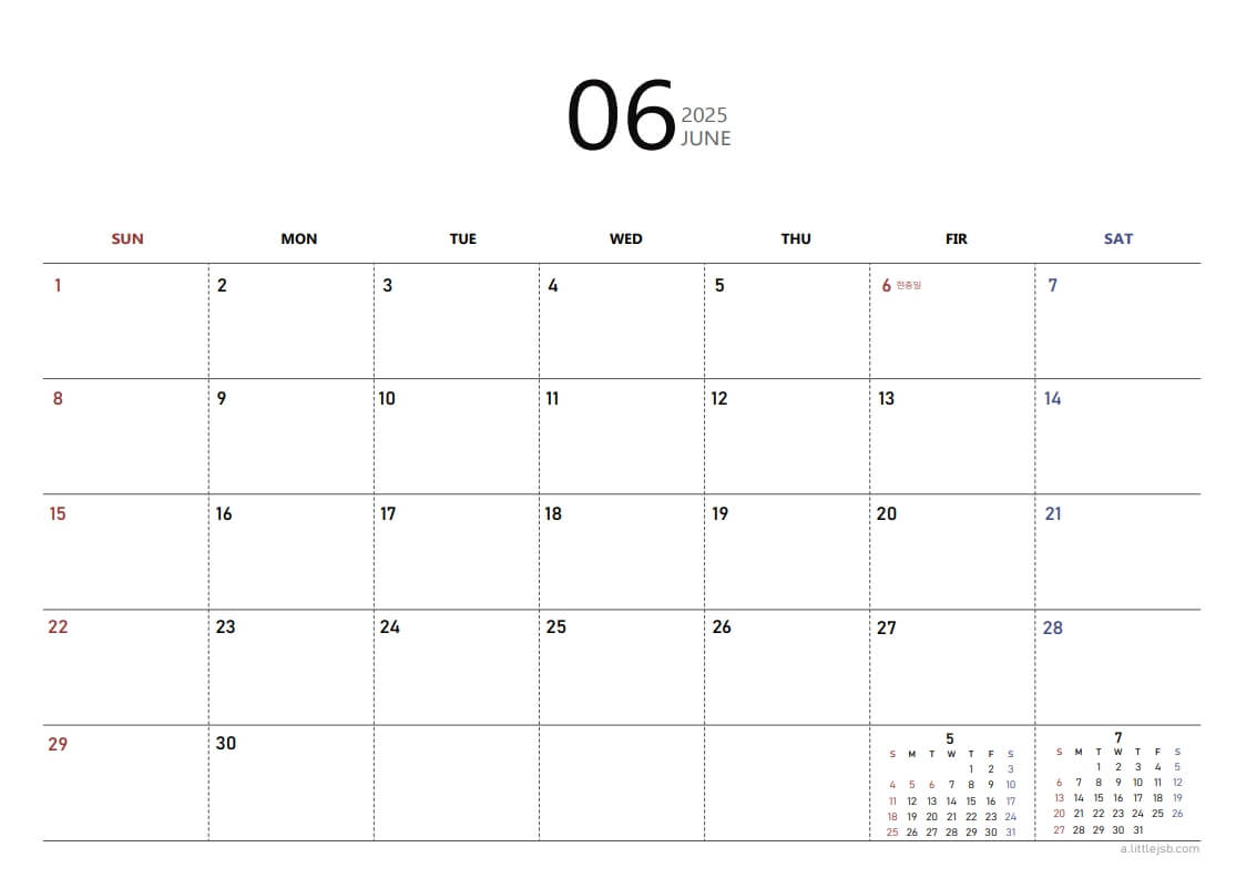 2025년6월달력_다운로드