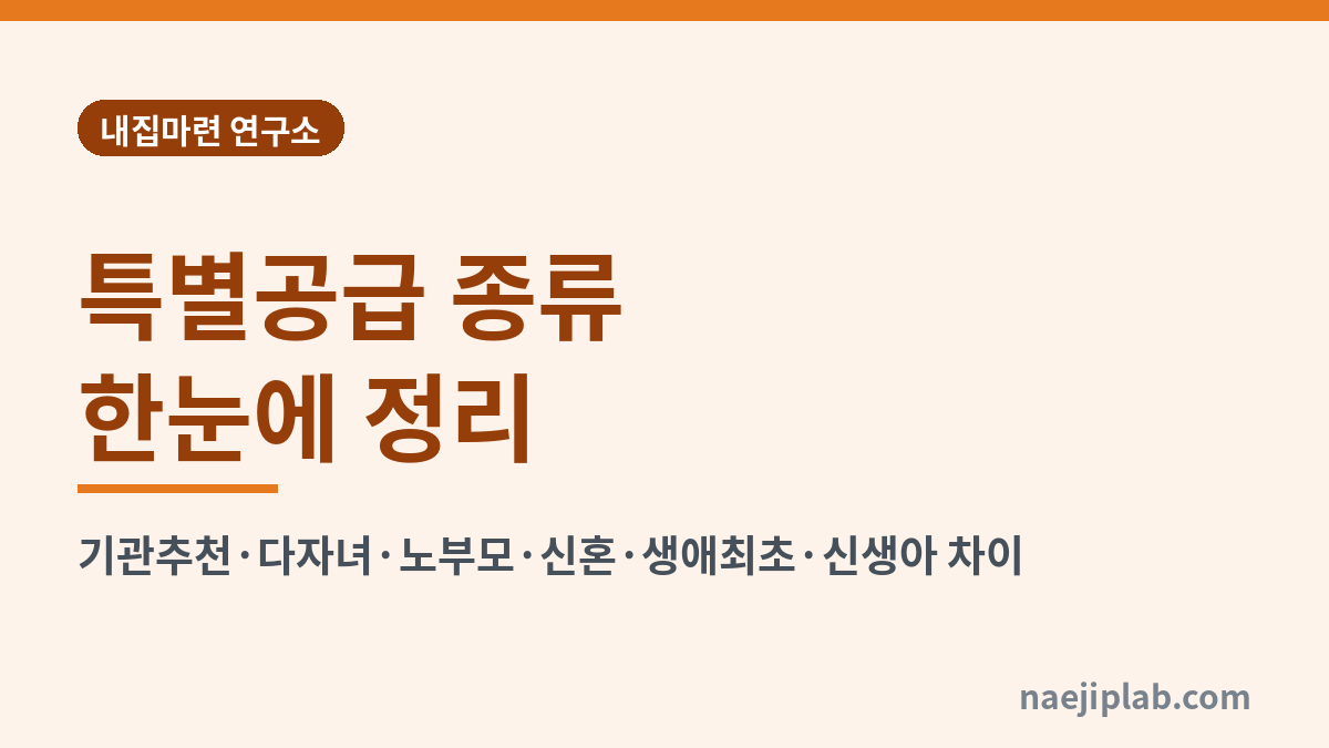 특별공급 종류 한눈에 정리 대표 이미지