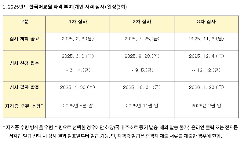 한국어교원자격 시험일정