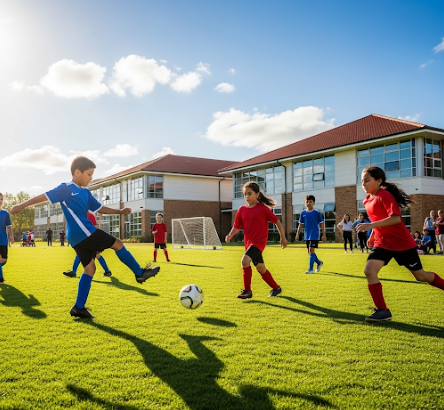 축구를 하는 학생들