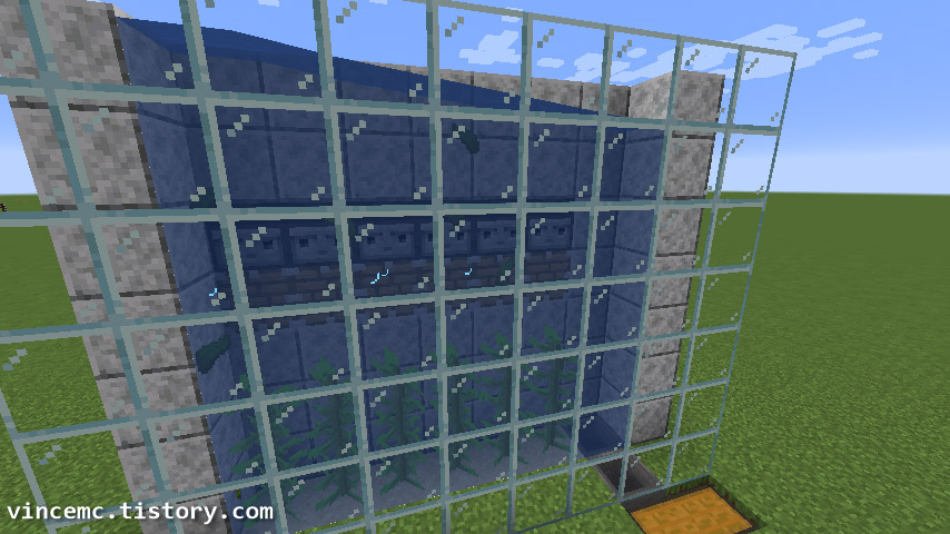 피스톤이 작동해 켈프가 아이템화되는 모습