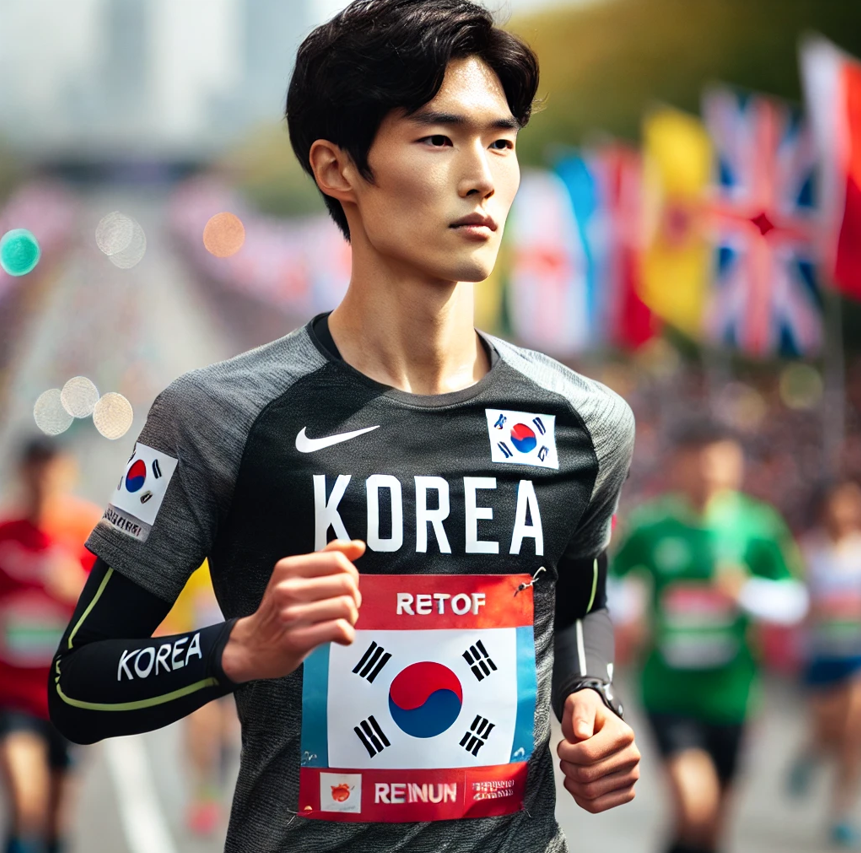 해외 마라톤 대회에 참가하여 뛰고 있는 모습