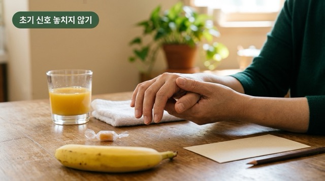 식은땀 손 떨림 초기 경고