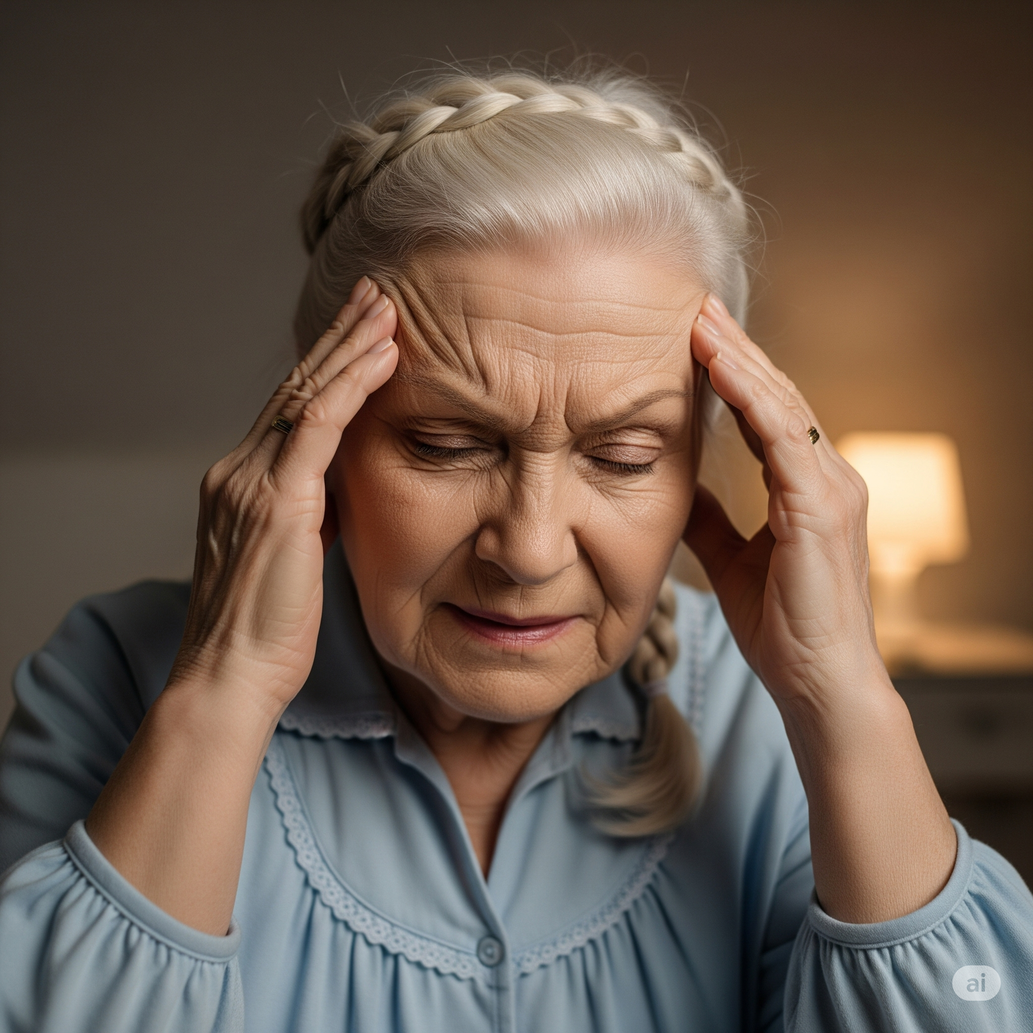 두통, 치매로 고통 받는 할머니
