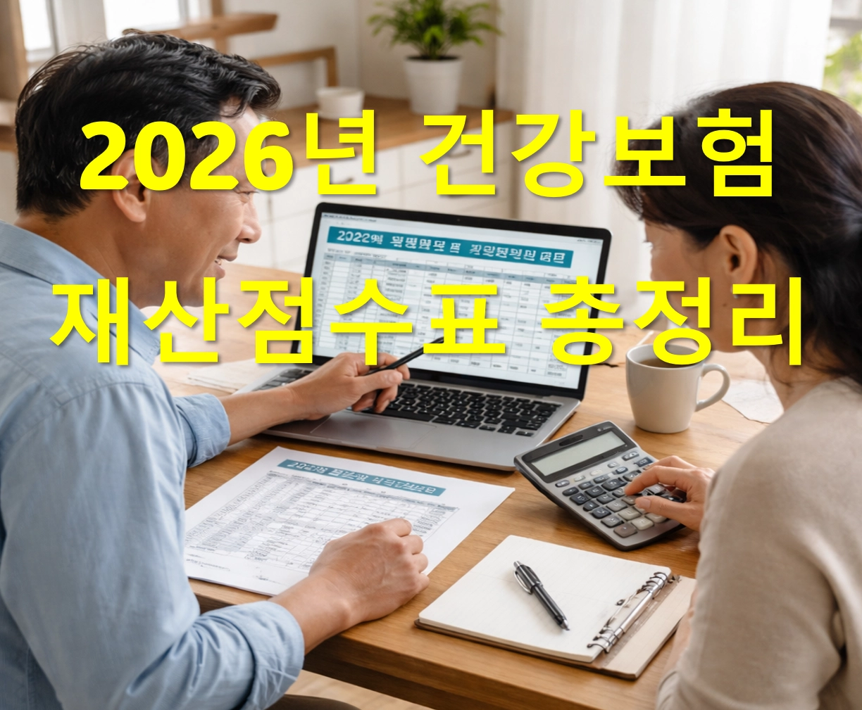 2026년 건강보험 재산점수표를 확인하면 보험료를 계산하는 모습