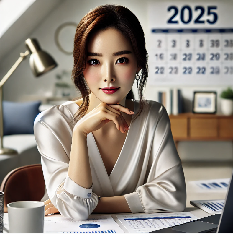 연말 정산 대비하는 30대 미혼 여성 이미지