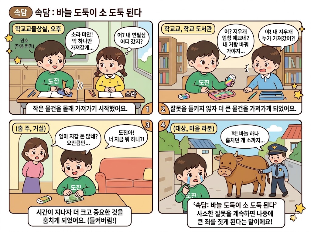 바늘 도둑이 소 도둑 된다 속담