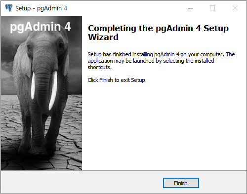 pgAdmin4 설치 완료