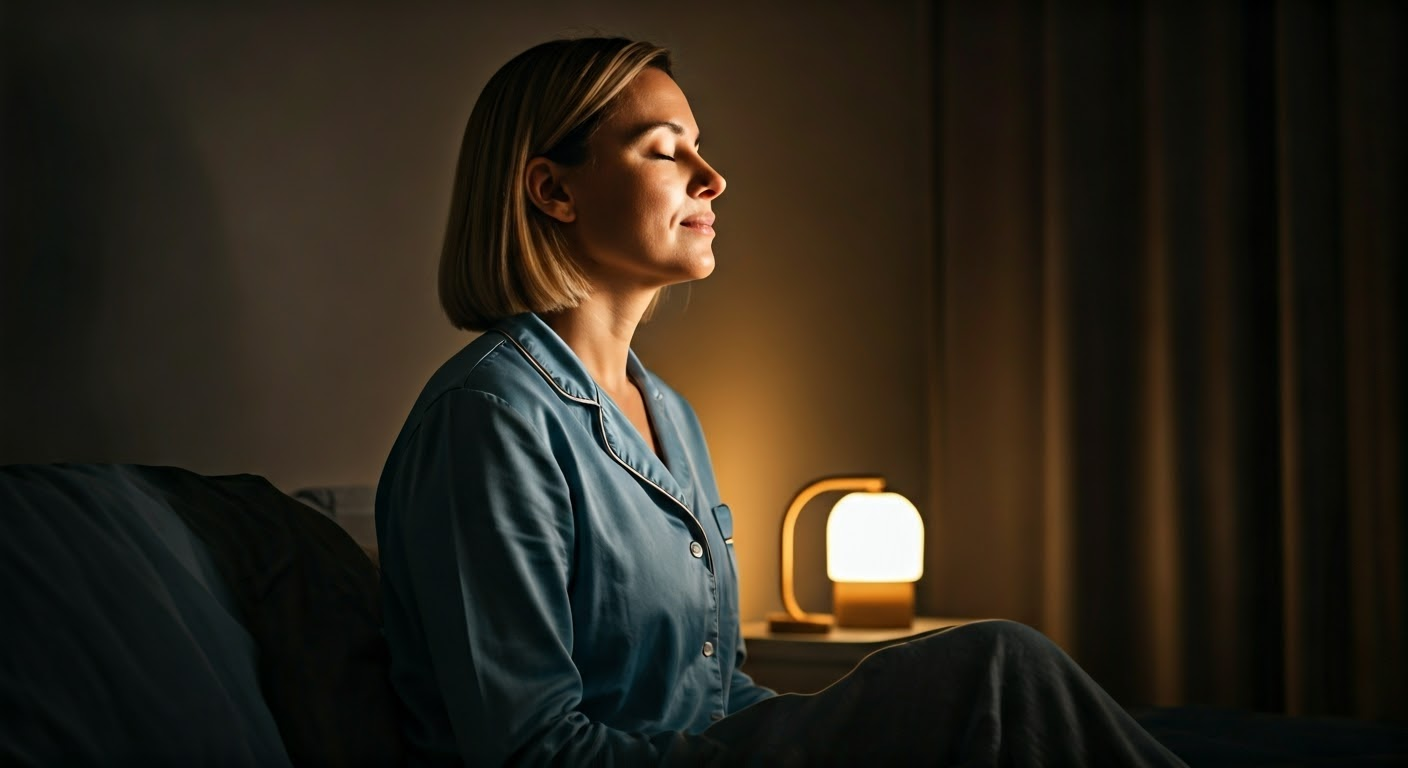 조용한 공간에서 명상하는 여성