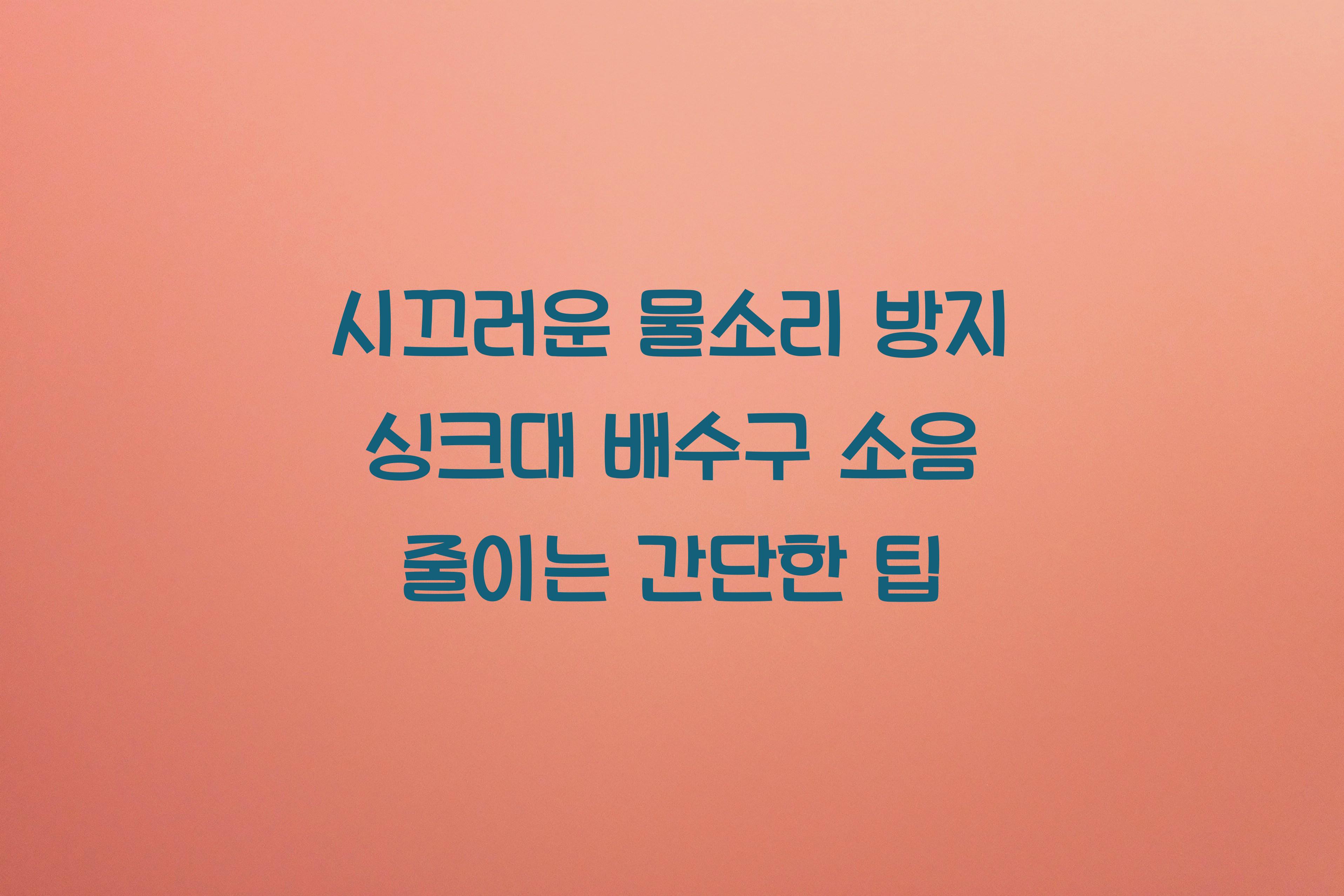 싱크대 배수구 소음 줄이는 간단한 팁