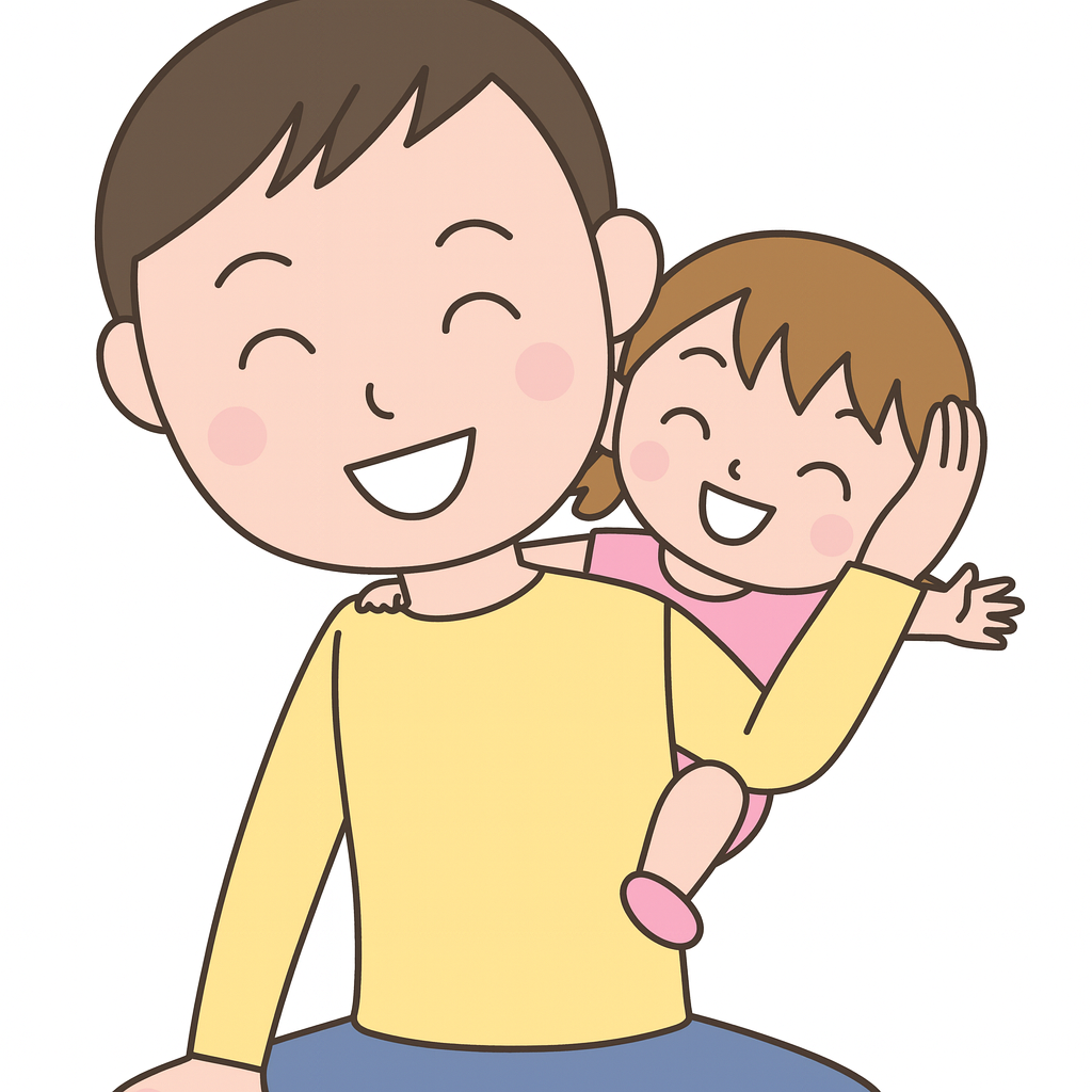 퇴근후 즐겁게 웃으며 행복한 시간을 보내는 아빠와 아이의 모습니다.