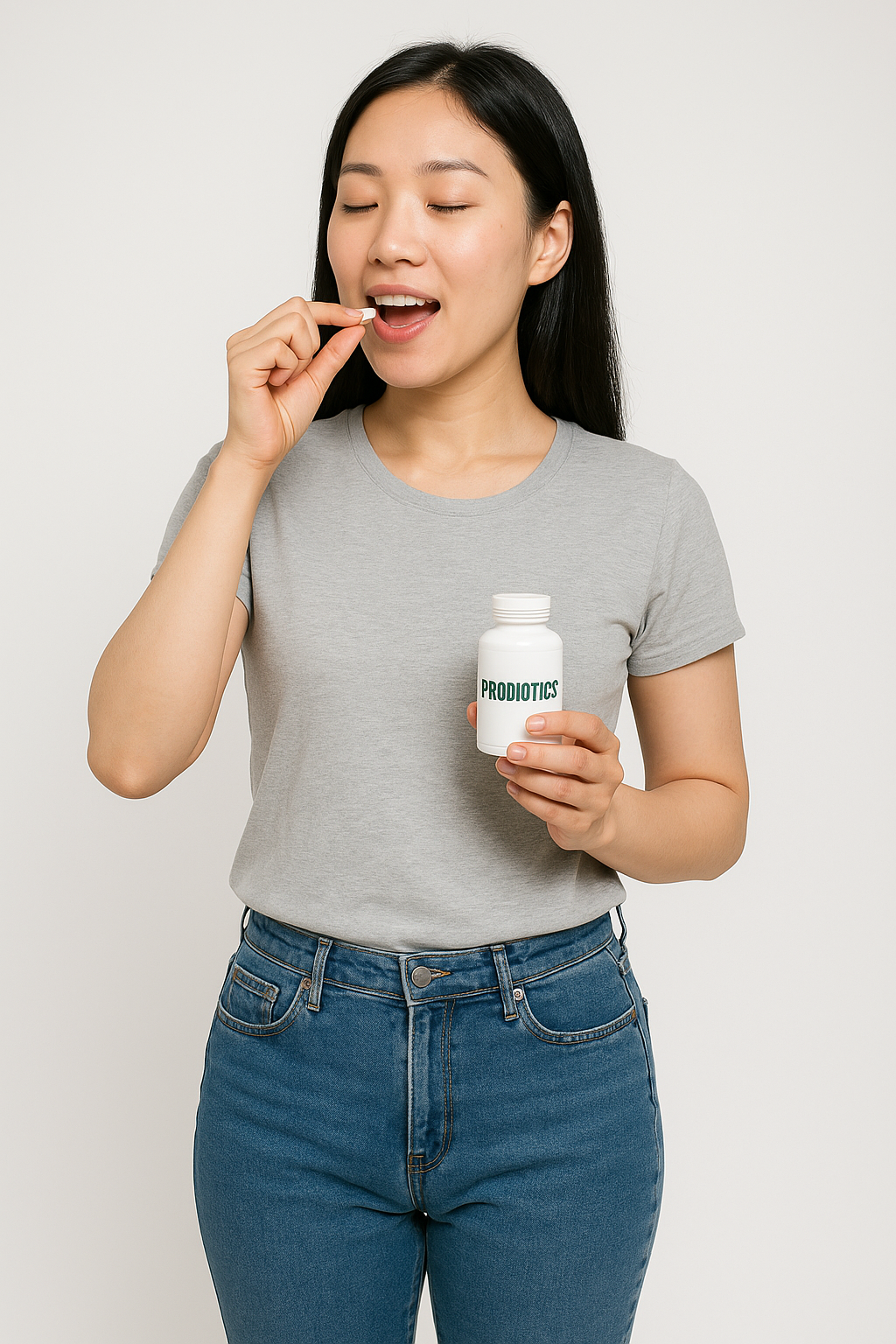 유산균을 먹는 성인 여성