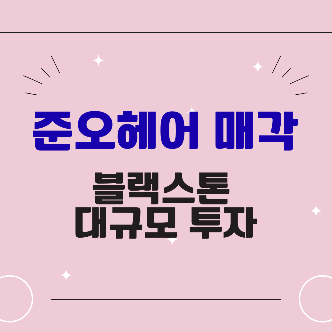 준오헤어 매각(+ 블랙스톤 대규모 투자)