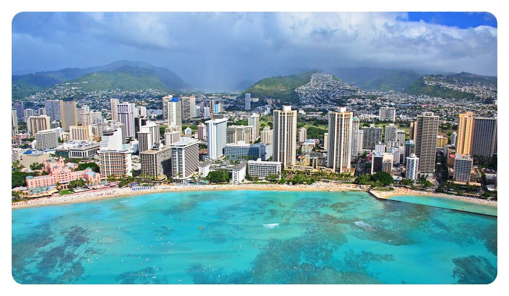 하와이-오아후섬-블루-하와이안-헬리콥터-투어중-공중-내려다보는-전경