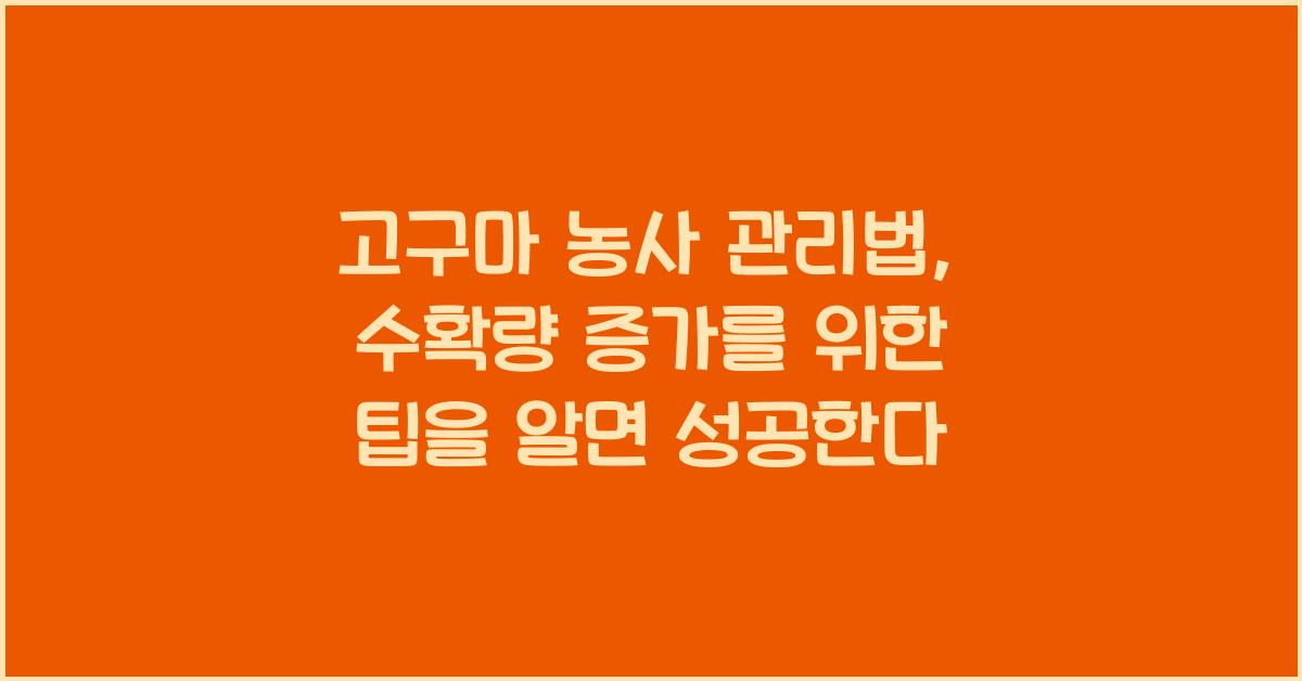 고구마 농사 관리법: 수확량 증가를 위한 팁