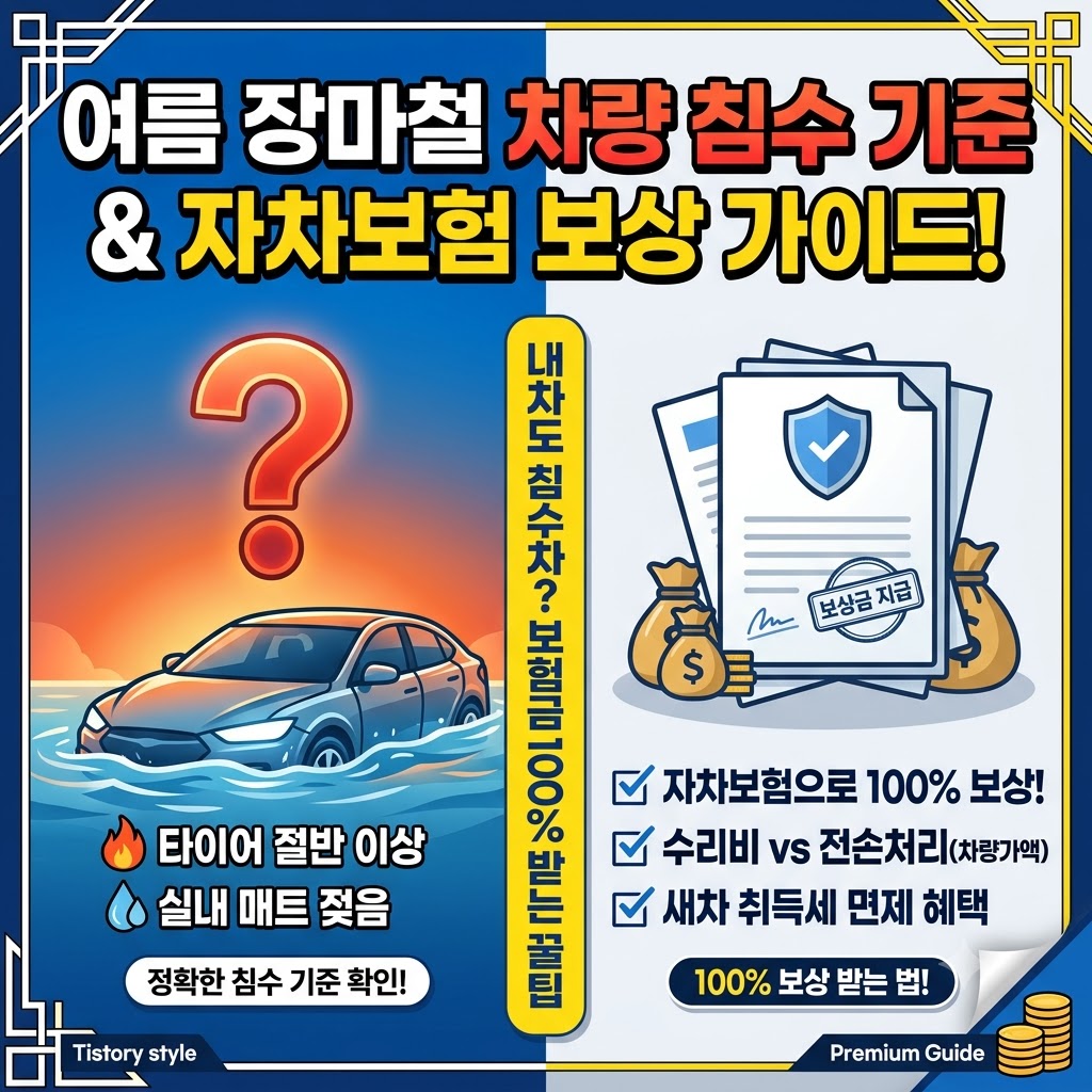 여름 장마철 차량 침수 기준은 어디까지? 자차보험 보상 범위와 보상 안 되는 예외 조항 총정리