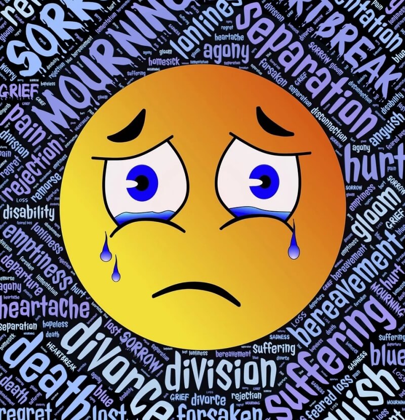 눈물 흘리며 슬퍼하는 얼굴 그림