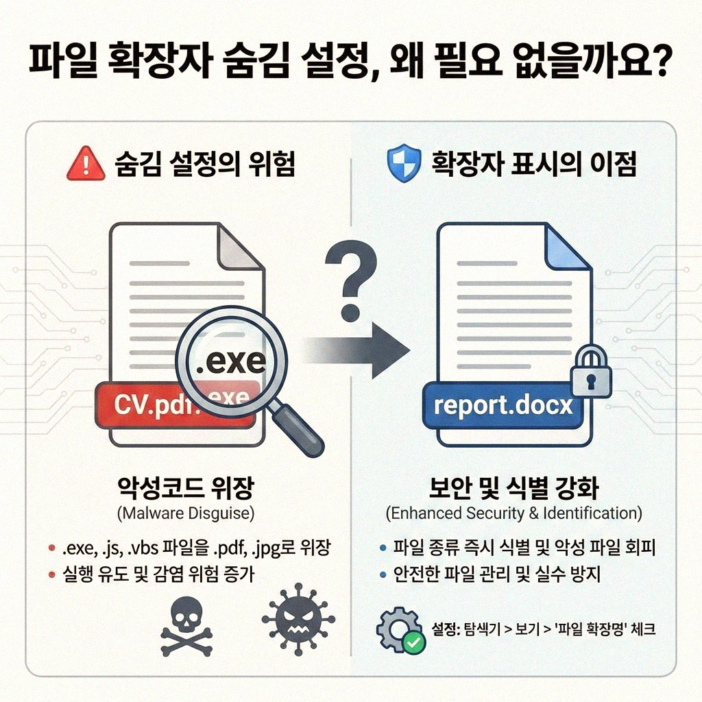 파일 확장자 더 이상 숨기지 마세요 탐색기 설정 해제하기