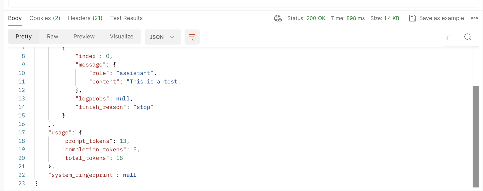 OpenAI API 요청 결과