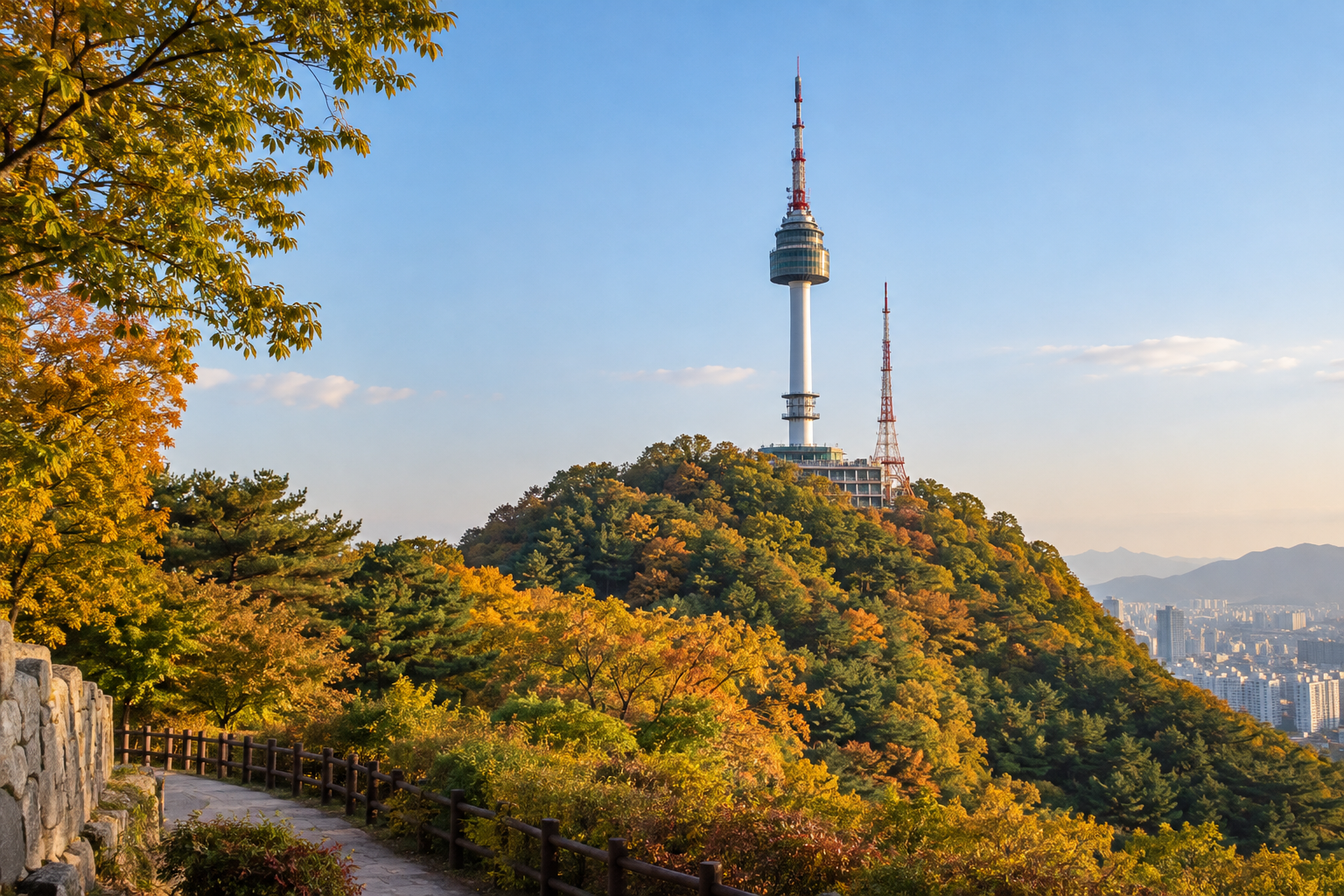 남산 숲과 N서울타워 풍경