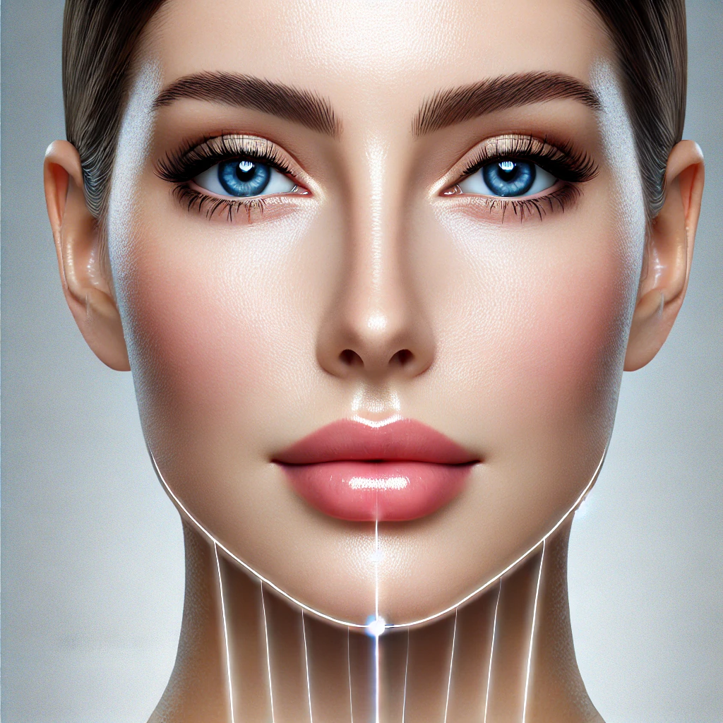 써마지 시술 효과로 턱선과 눈가가 리프팅된 부드럽고 젊어 보이는 피부를 강조한 썸네일 이미지