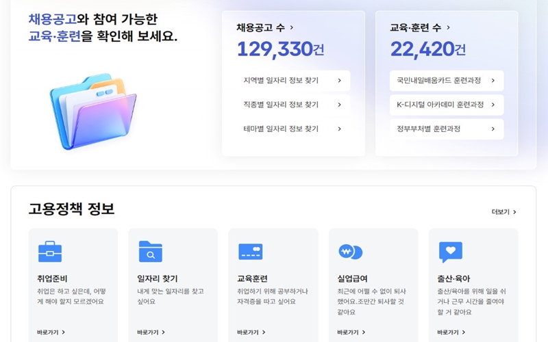 채용공고 검색 방법과 고용정책 정보 안내