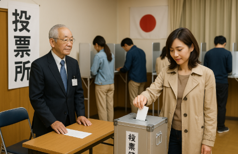 일본 투표소의 일반 풍경입니다.