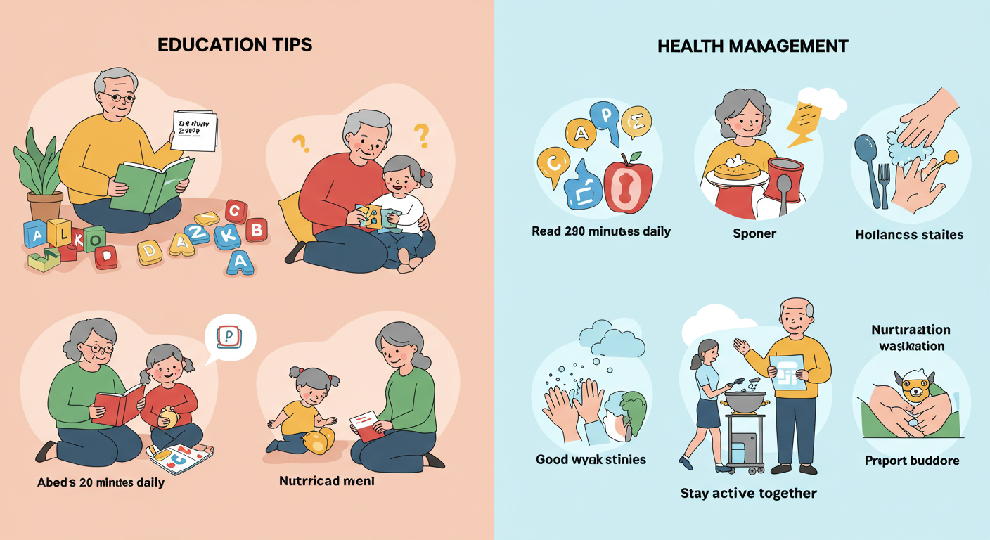 조부모와 손주 그림 사진
