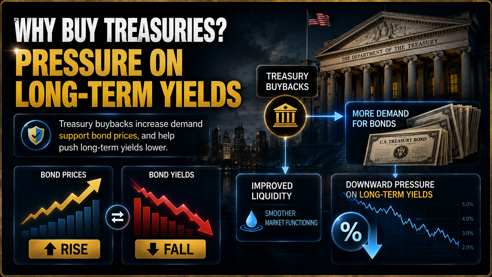 How US Treasury buybacks support bond prices and reduce pressure on long-term Treasury yields