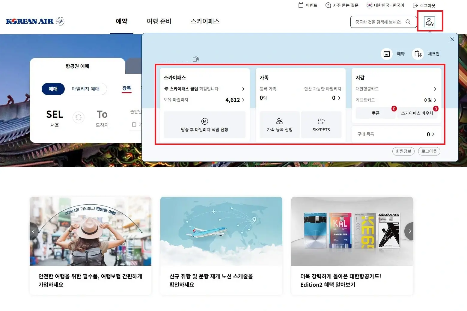 마일리지 확인 방법