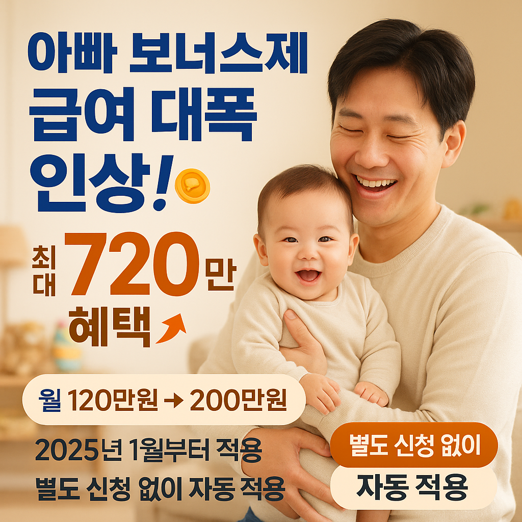 아빠 보너스제 급여 인상! 최대 720만원 혜택