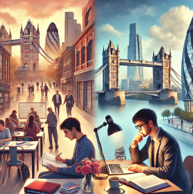 영국 맨체스터에서 어학연수와 취업하는 모습 반반 사진