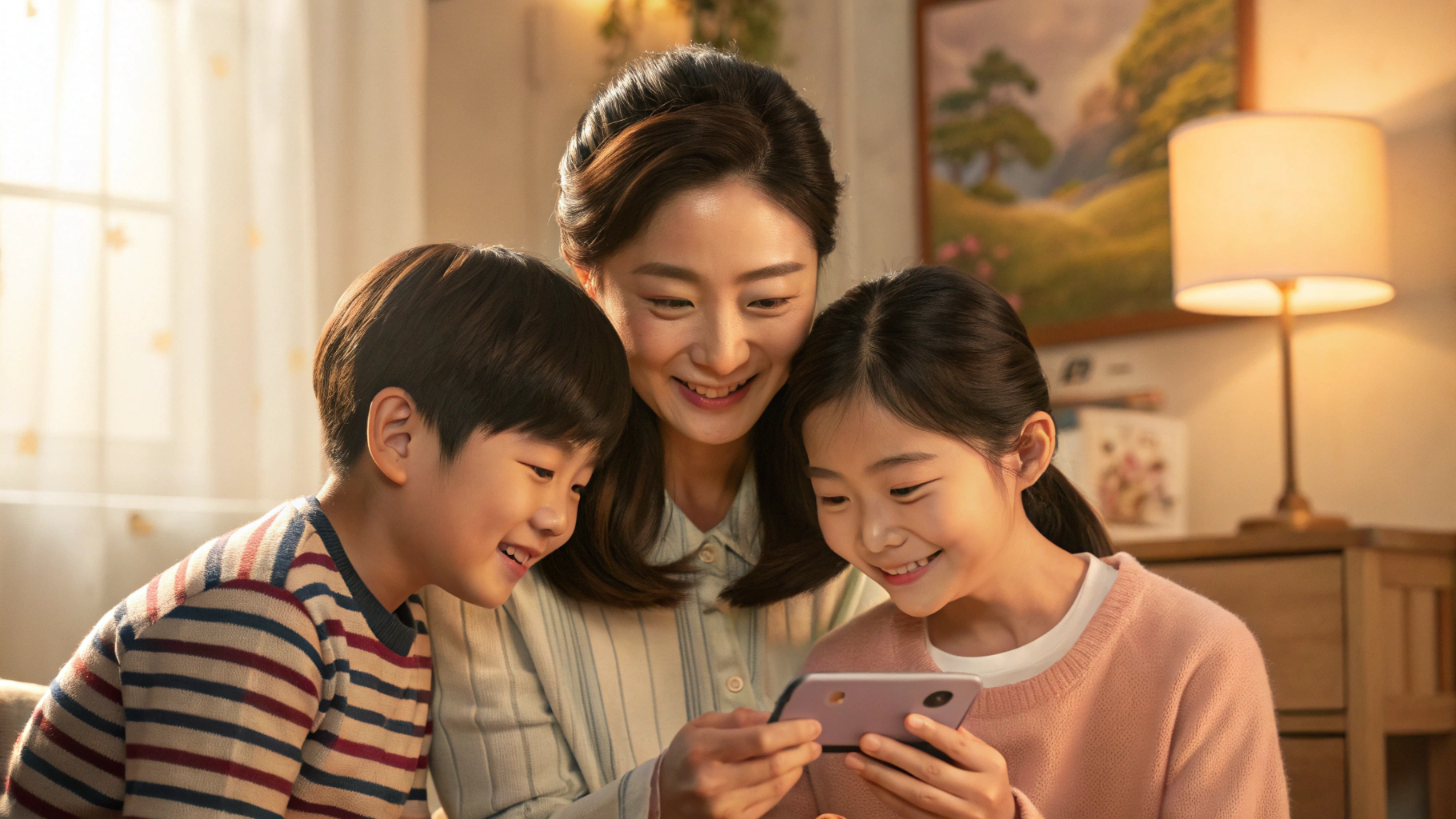 관련이미지 앱확인 중인 가족