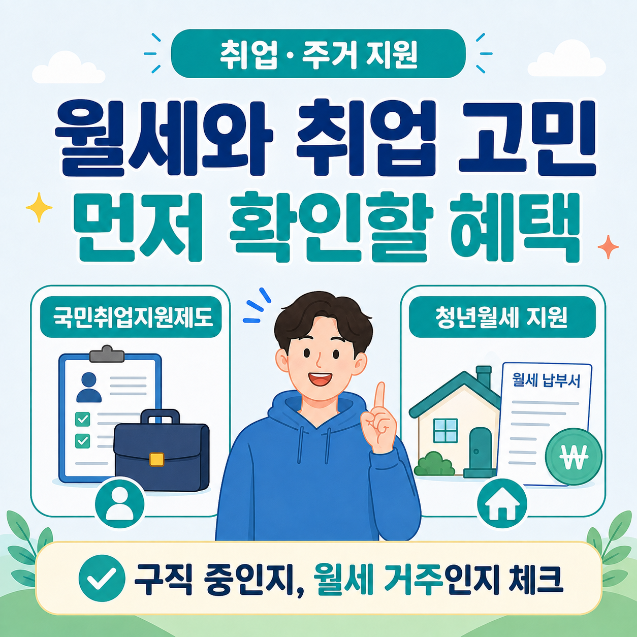 청년 월세 주거지원 취업지원 정부지원금 확인 이미지