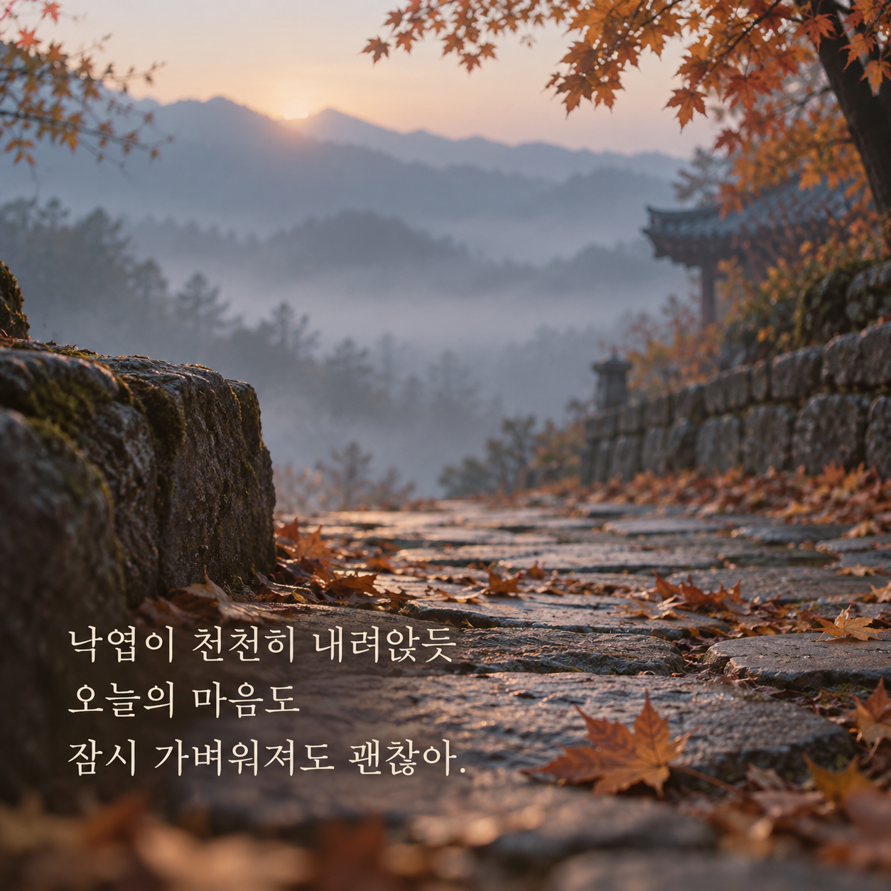 낙엽이 천천히 내려앉듯 오늘의 마음도 잠시 가벼워져도 괜찮아