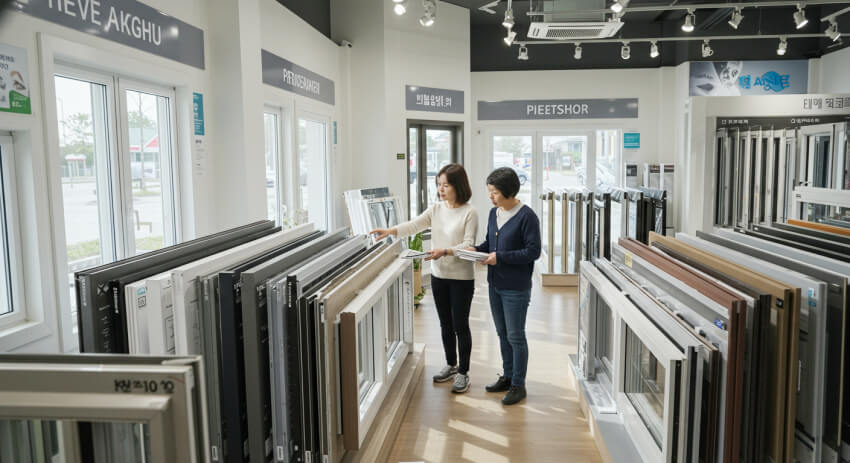 창호 선택을 위해 비교 하고 있는 고객