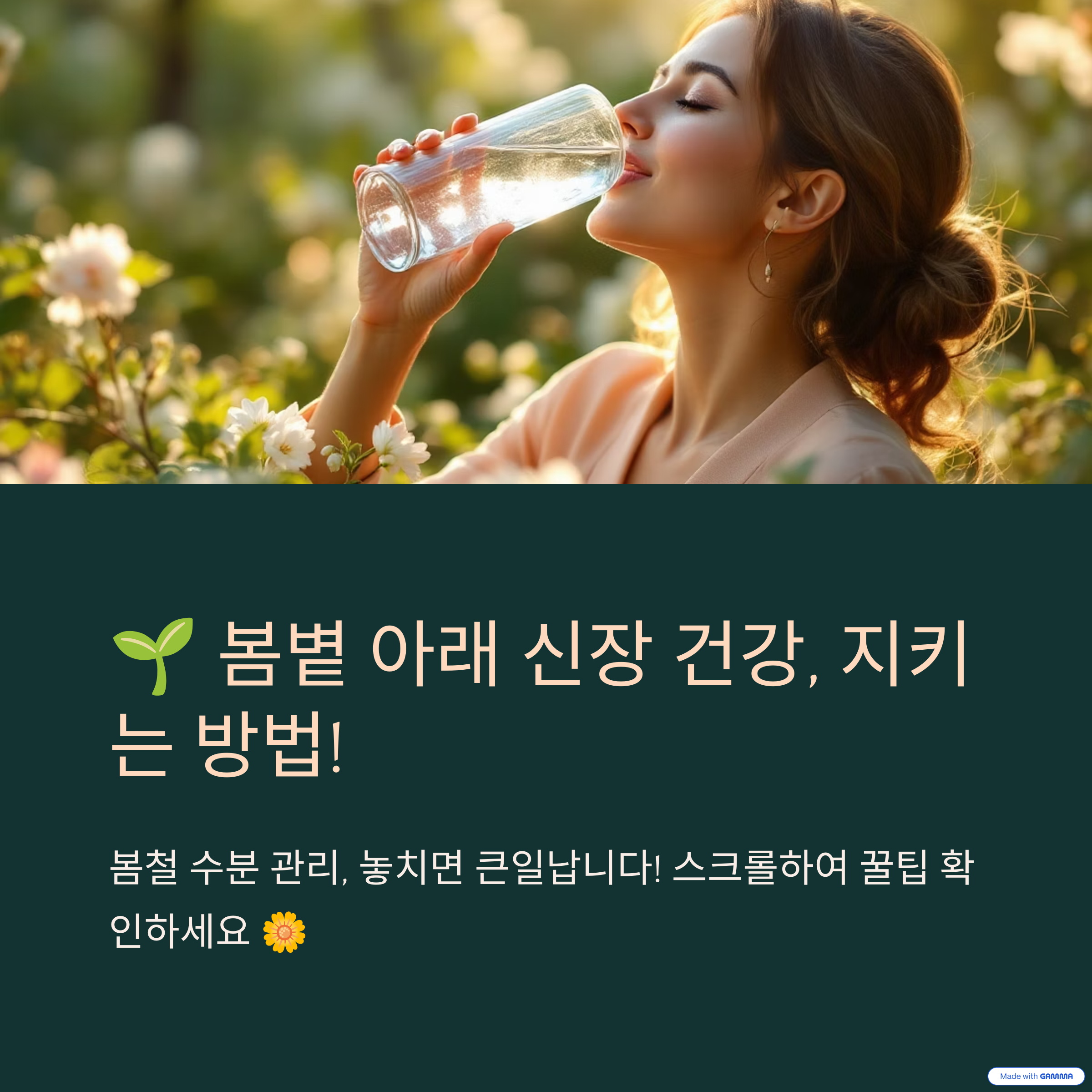 🌱스며드는 봄볕, 조심하세요… 신장 건강에 ‘수분 손실’이 더 위험합니다