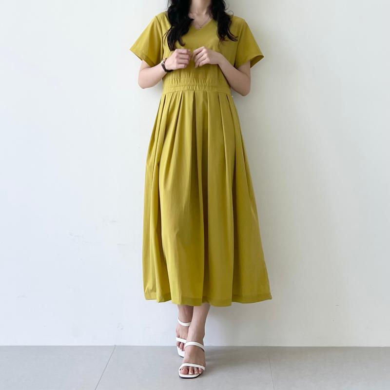 아노락원피스 바스락원피스 롱 프라다원단 플리츠 40대여름 원피스 맘룩