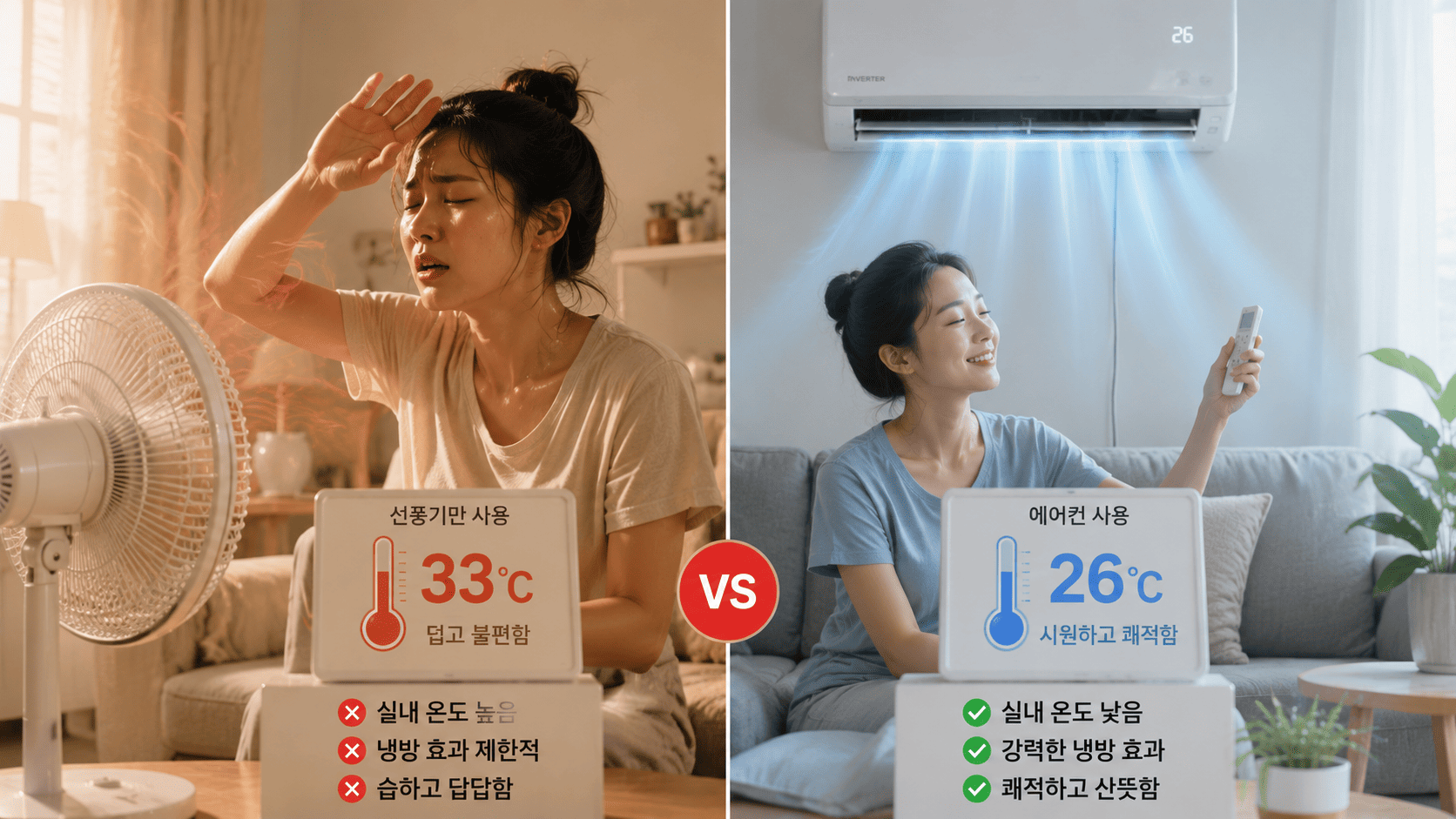냉방 성능 비교: 쾌적함과 활용성의 차이