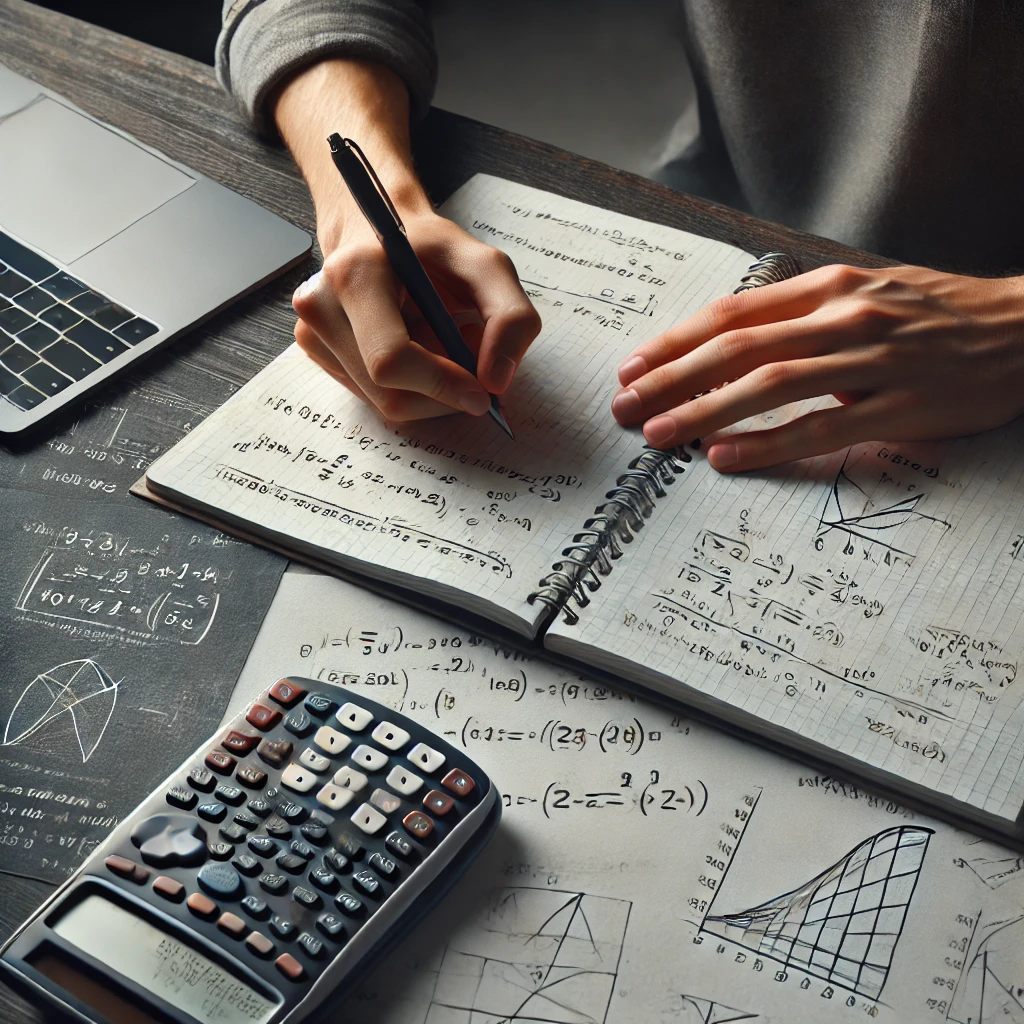 미적분 문제 풀이하고 있는 학생