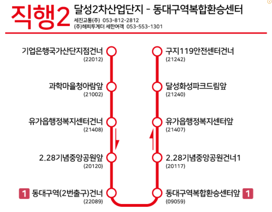대구 직행 2번 버스
