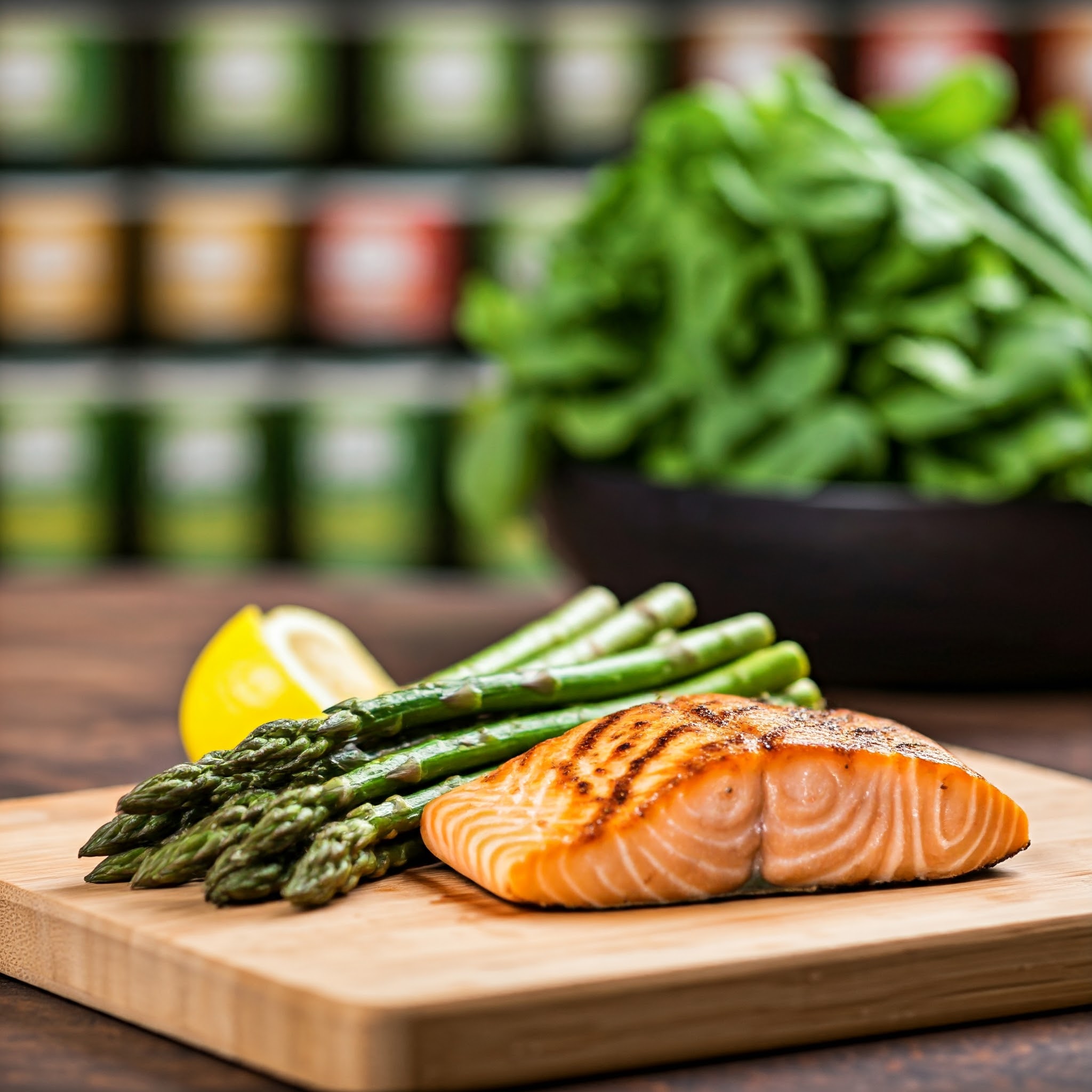마트 재료 활용, 빠르게 만드는 구운 연어와 아스파라거스 요리