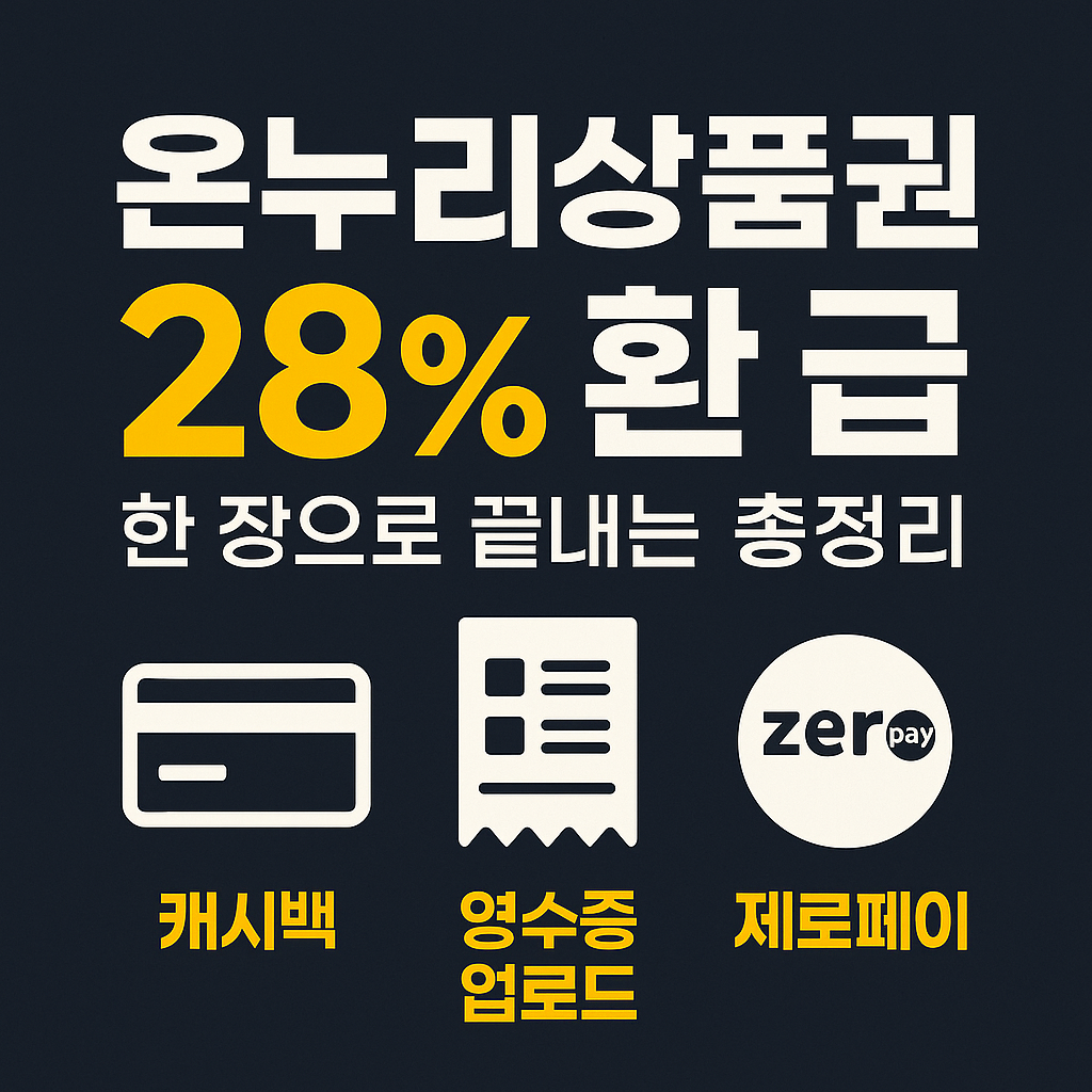 온누리상품권 28% 환급 방법 정리 썸네일 – 캐시백, 영수증 업로드, 제로페이 안내