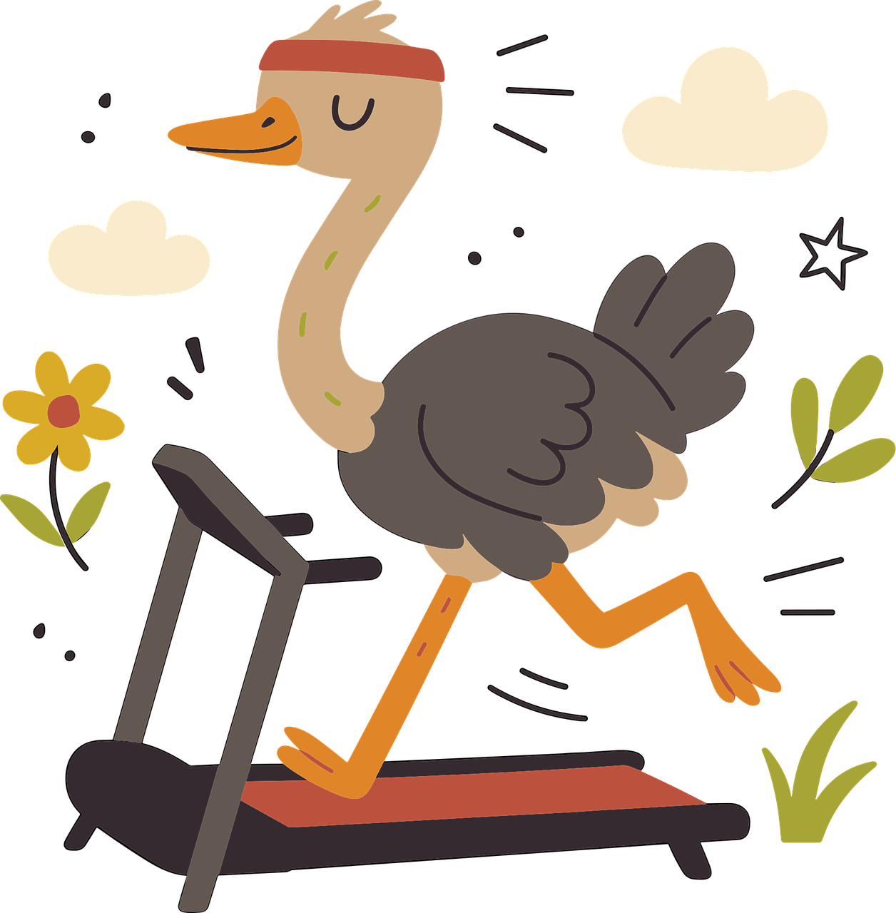 런닝머신 하는 타조