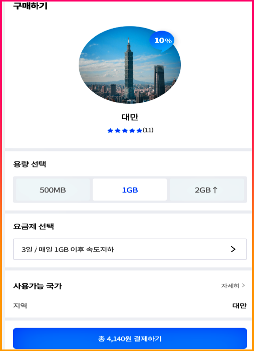 대만esim가격