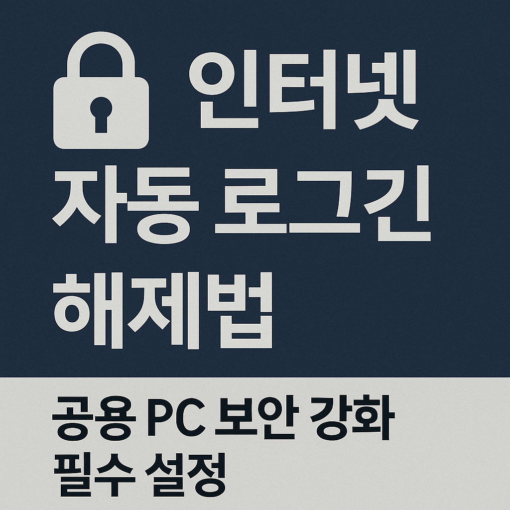인터넷 자동 로그인 해제법 – 공용 PC 보안 강화 필수 설정