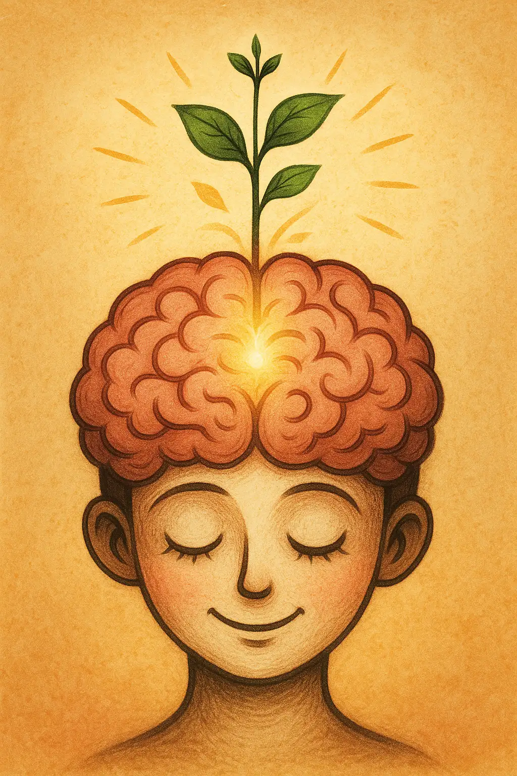 성장 마인드셋 시각화: 뇌와 새싹으로 표현한 잠재력 발달