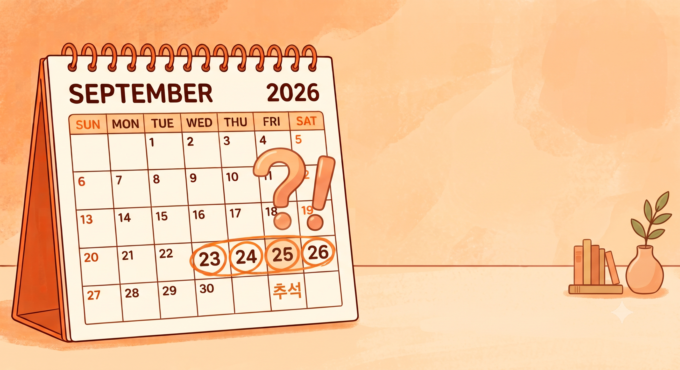 2026년 추석 대체공휴일 없는 이유를 설명하는 달력 일러스트