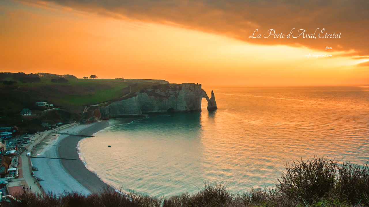 13 에트르타 절벽 일몰 사진 C - La Porte d'Aval, &Eacute;tretat 풍경배경화면