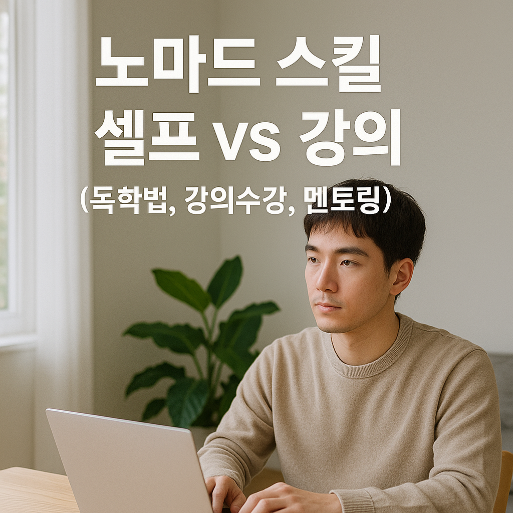 노마드 스킬 셀프 vs 강의 (독학법, 강의수강, 멘토링) 연관 이미지